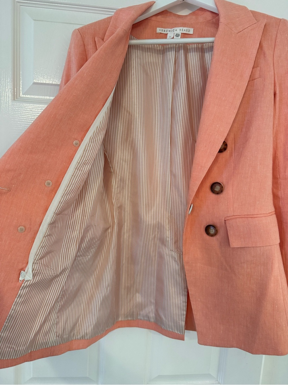 Veronica Beard Double-Breasted Peach Blazer Jacket - Picture 12 of 16